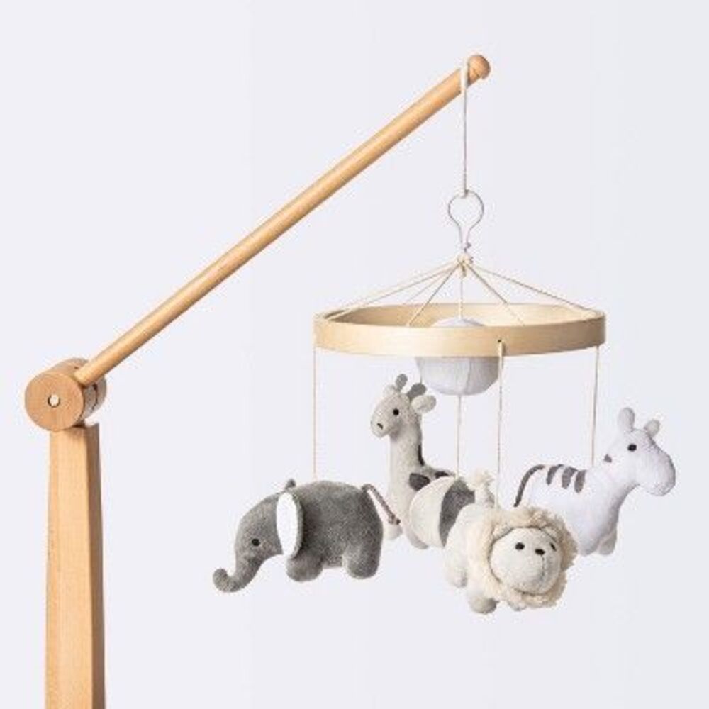 cloud island Neutral Safari Animal Mobile - Beige, Gray, White